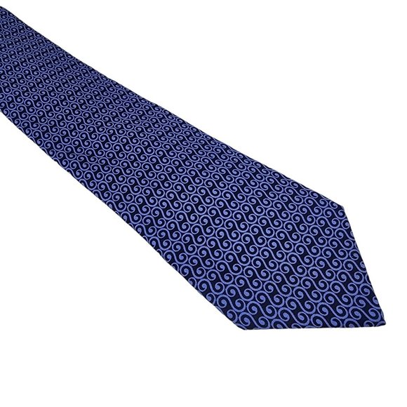 Vintage Hermes Geometric Print Silk Necktie Width 3.5" - Picture 1 of 4